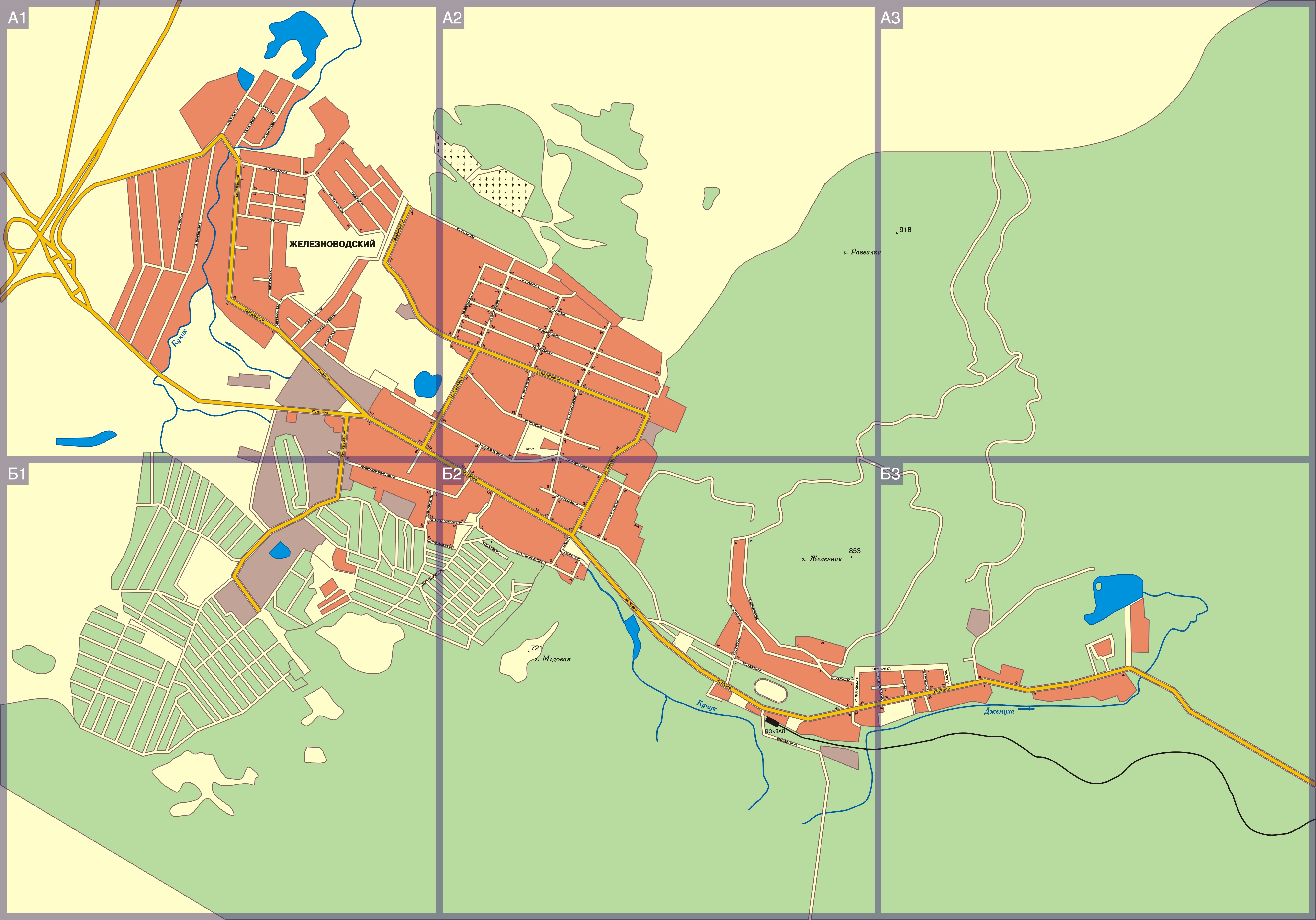 Карта схема города Железноводска